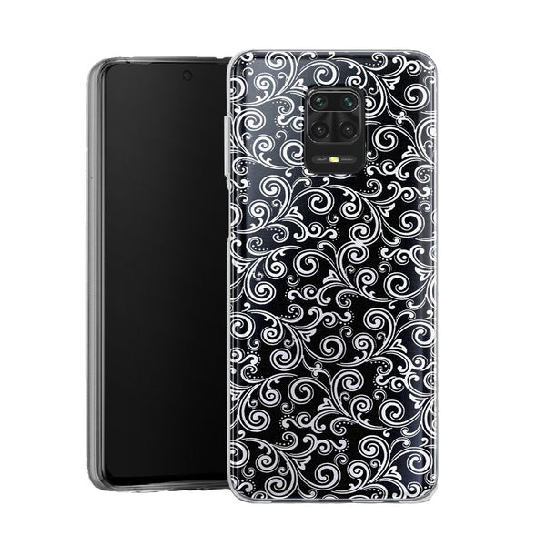 Coque Xiaomi Note 9 Black and white swirls | Housse Silicone, Etui Antichoc / Motif Noir et Blanc